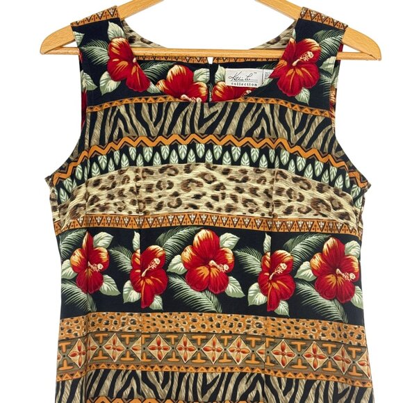 Vtg Kathie Lee Collection Women's Shift Dress 6 Tropical Print Sleeveless Travel - Picture 2 of 9